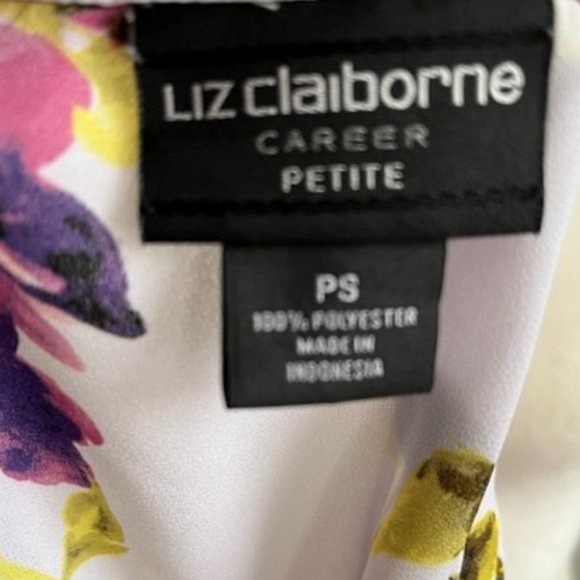 Liz Claiborne Career Floral Tie Front Top - Picture 5 of 6
